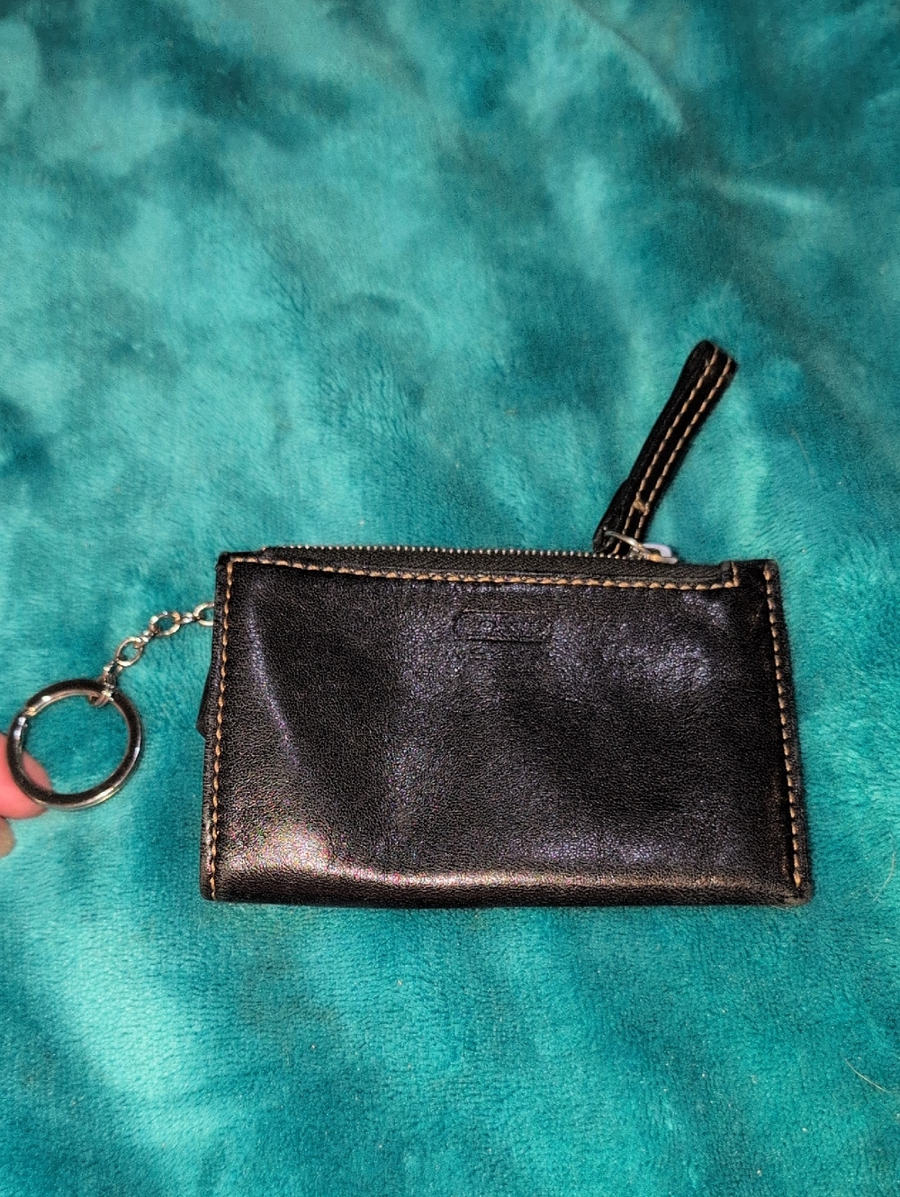 Coach Black Leather Zip Mini Keychain Pouch
